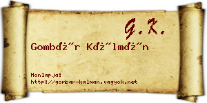 Gombár Kálmán névjegykártya
